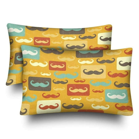 Gckg Vintage Retro Mustache Colorful Hippie Boho Mustache Pillow