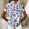 thumbnail image 4 of Iaqnaocc 4th Of July Outfits for Women Usa Patriotic American Flag Stars Blouses America 250 Shirt Festival Button Down Collared Shirt Lightweight Short Sleeve Outfits Light Blue S, 4 of 4