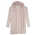 thumbnail image 2 of P.J. Salvage Womens Rib Sleeve Hoodie Robe, Pink, Small, 2 of 3