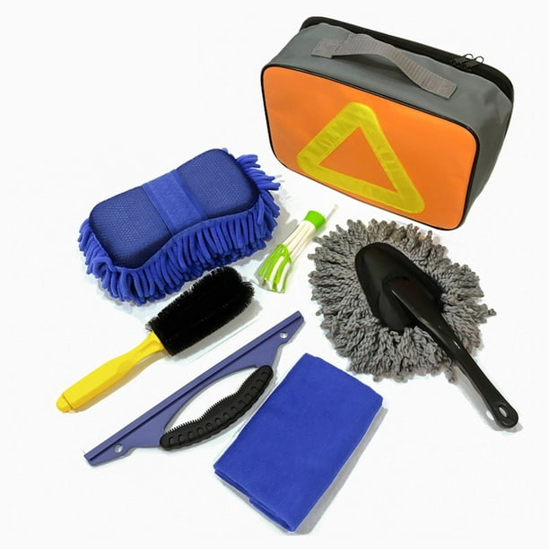 Pisexur Accesorios para coches, Electrónica para cochesKit de lavado de autos Herramientas de limpieza de autos Suministros Cepillo de lavado de autos Esponja Bloque de fregado Pieza Raspador Toalla