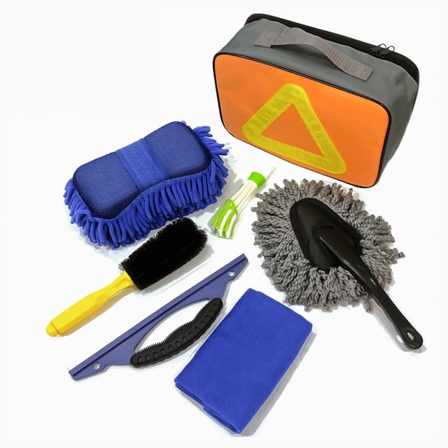 Birdeem Car Detailing Kit Car Cleaning Kit Car Accessories for Men Car Wash Kit Car Essentials Car Wash Kit Car Cleaning Tools Supplies Car Wash Brush Sponge Scrub Block Seven Piece Scraper Towel Wash