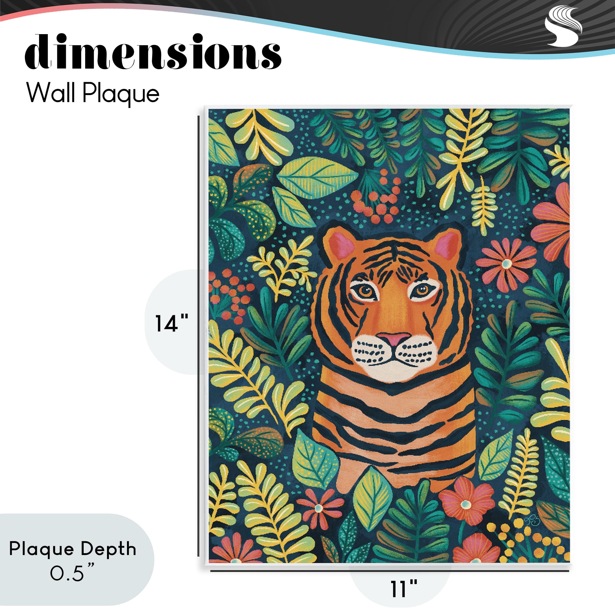 Stupell Industries Exotic Leaf Pattern Tiger Wall Plaque Art, design by Lisa R Dumm