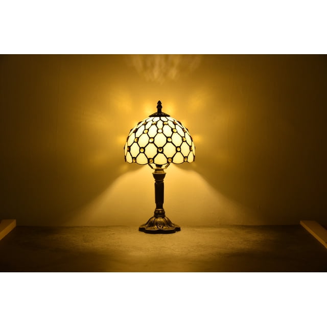 Tiffany Style Table Lamp Beside Desk LED Lamp Bedroom Stained-Glass 14.5'' Height Multi-color