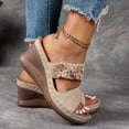 thumbnail image 4 of Rokment Womens Flower Wedges Dress Slippers Sandals 2026 Beach Summer Fashion Casual Boho Leather Platform Chunky High Heels Floral Slip on Slides for Woman Beige Size 6.5, 4 of 6