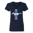 thumbnail image 2 of Wild Bobby Ford Mustang Retro USA Vintage Logo Classic Bar, Cars and Trucks Women Standard V-Neck Tee, 2 of 6