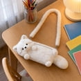 thumbnail image 3 of Wearable Cute Plush Fox Pencil Case, Soft Fluffy Animal Pen Pouch for Students, 3 of 7