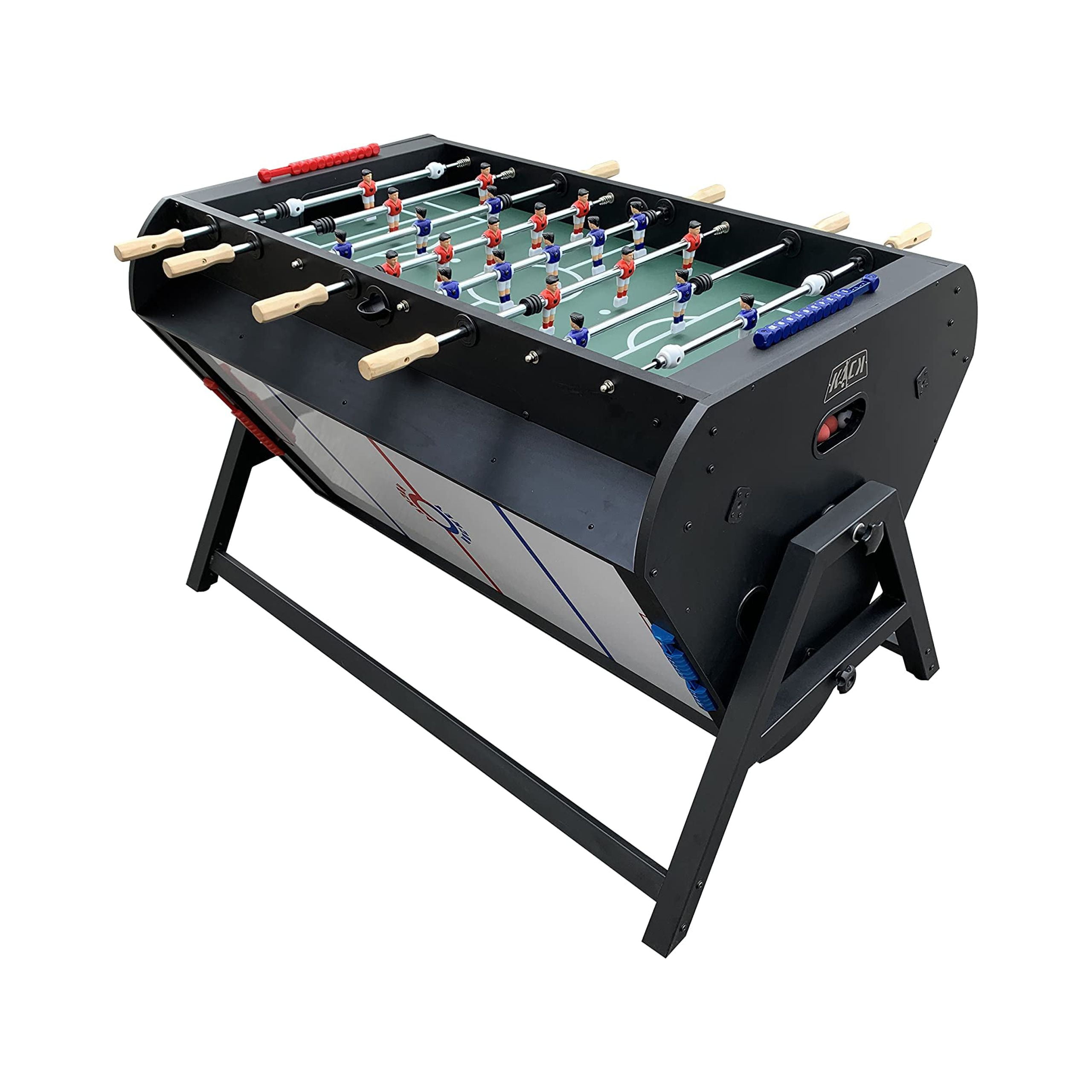 KICK Triplex 55″ Telescopic Rods 3-in-1 Swivel Multi Game Table (Black) - Billiards, Air-Hockey & Foosball