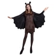 thumbnail image 2 of JOANKDMI Women's Bat Costume Dress with Attached Ear Hooded Outfit for Halloween Cosplay Theme Party Roleplay Animal Theatrical Fancy Dress Up Performance, 2 of 6