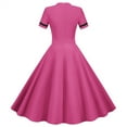 thumbnail image 4 of Bigersell Short Sleeve Dress Clearance Female Crew Neck Short Sleeve Knee Length Vintage Dress Style D-65 Ladies Summer Dresses Regular Summer Dresses , Hot Pink S, 4 of 6
