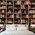 thumbnail image 6 of Modern Bookshelf Tapestry Black Pink Orange Stylish Minimalist Book Shelf Tapestries Wall Hanging Art Dark Academics Library Book Tapestry for Bedroom Living Room Dorm 90 x 60 inch, 6 of 6