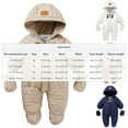 thumbnail image 3 of ABATAB Baby Boy Girl Cute Clothe Infant Warm Snowsuit Long Sleeve Footed Rompers with Gloves Newborn Winter Zipper Coats Hooded, 3 of 7