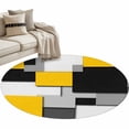 thumbnail image 2 of Yellow Grey Black Geometric Round Area Rug 4 FT, Non Slip Indoor Outdoor Rug, Modern Abstract Art Washable Soft Circular Carpet Non-Shedding Floor Mat for Coffee Table Nursery Foyer Balcony, 2 of 8