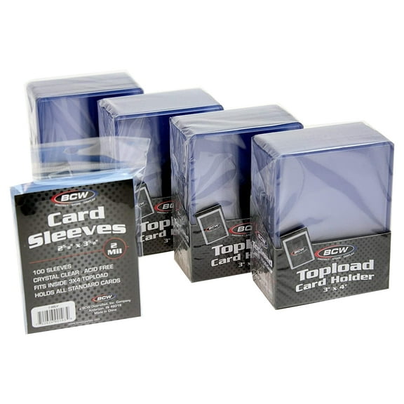 BCW 3" x 4" Clear Regular Top Loaders - 100 Total   BCWbcw Clear Soft Sleeves - 100 Total