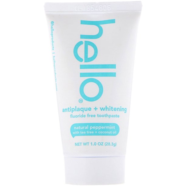 Hello, Antiplaque + Whitening Fluoride Free Toothpaste, Natural Peppermint, 1.0 oz (28.3 g