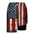 thumbnail image 6 of Axiiglly Mens Shorts 4th of July Swim Trunks Independence Day Bathing Suit Patriotic Casual Plus Size Shorts with Liner Flag Print Elastic Waist Board Shorts, 6 of 6