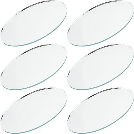 6Pcs Oval Glass Mirror Craft Mirror Clear 125x75x3mm