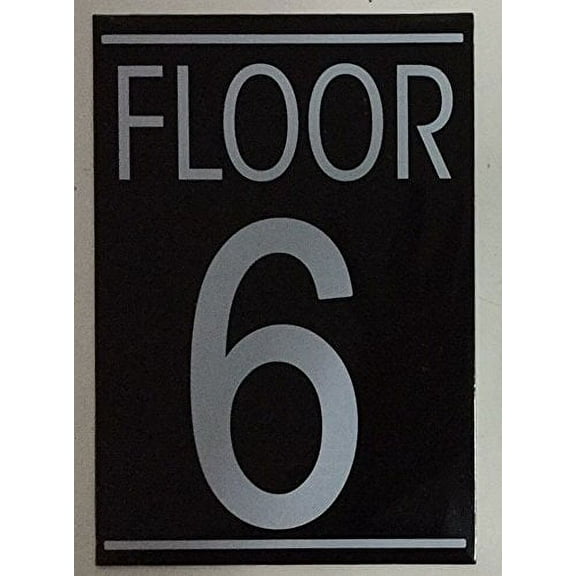 FLOOR 6 SIGN (BLACK 5.75X4)