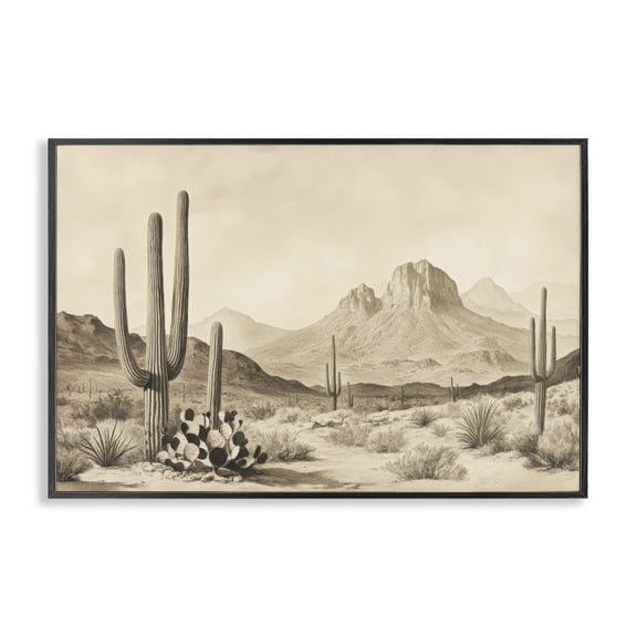 Stupell Industries Traditional Arizona Desert Vista Black Framed Giclee Art, 18 x 12, by Petals Prints Design