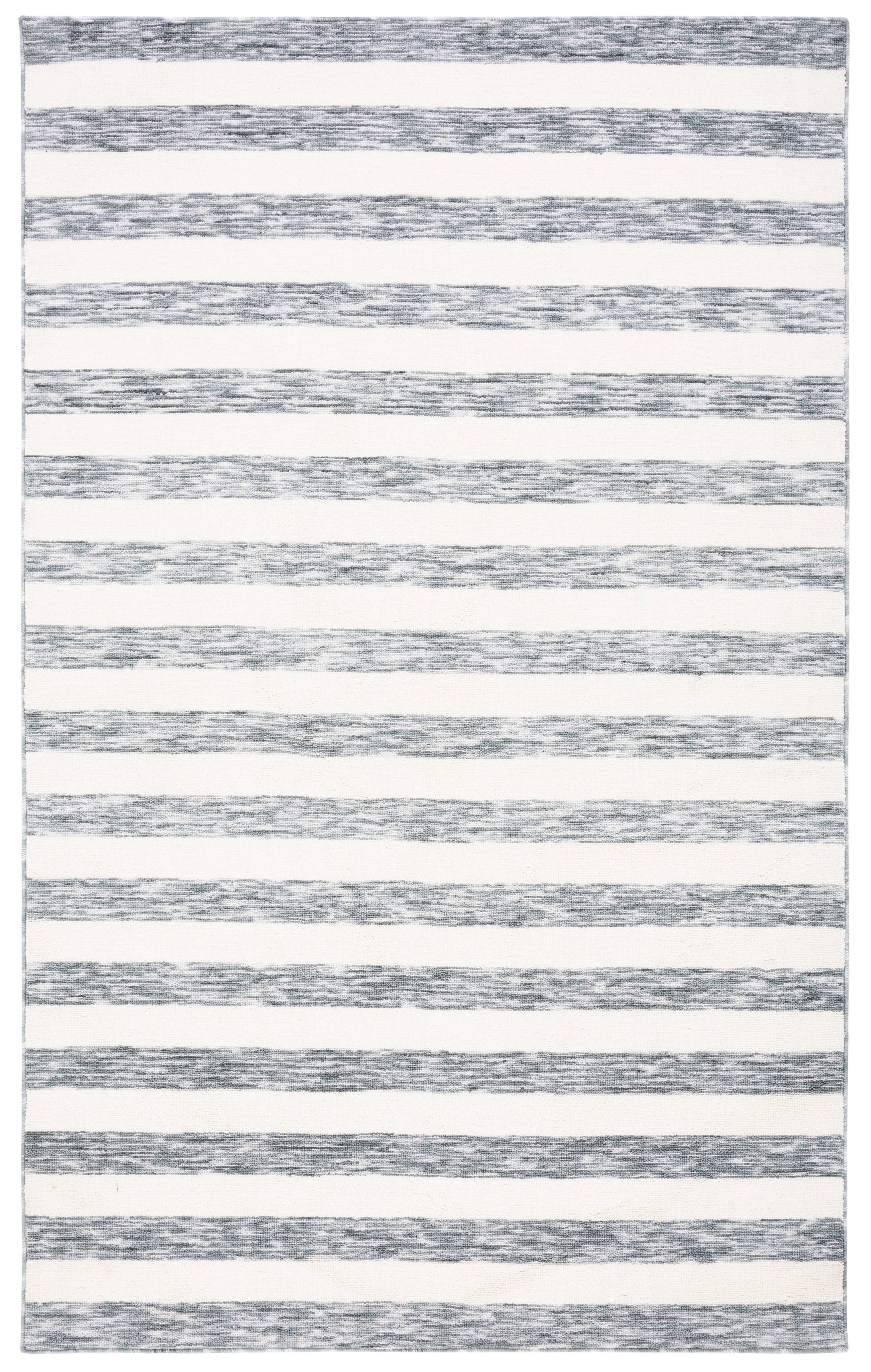 Safavieh Easy Care Fergal Striped Polyester Machine Washable Area Rug, Gray/Ivory, 5' x 8'