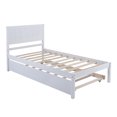 thumbnail image 5 of Solid Wood Trundle Bed, SYNGAR Platform Bed Frame with Headboard, Twin Size Daybed with Pop Up Trundle, Bunk Bed Alternative, No Box Spring Needed, for Teens Guests Sleepovers, K4065, 5 of 9