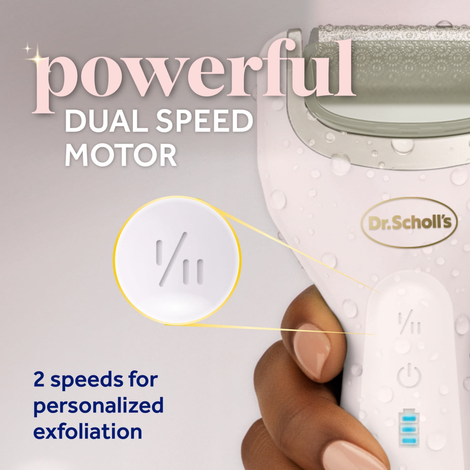 Dr. Scholl's Pedi Perfect Electric Foot Callus Remover, Waterproof, Rechargeable with x2 Roller Heads