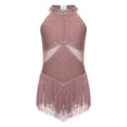 thumbnail image 2 of Alvivi Kids Girls Rhinestone Tassel Latin Ballet Leotard Dance Dress Figure Ice Skating Dresses Dusty Pink 10, 2 of 6