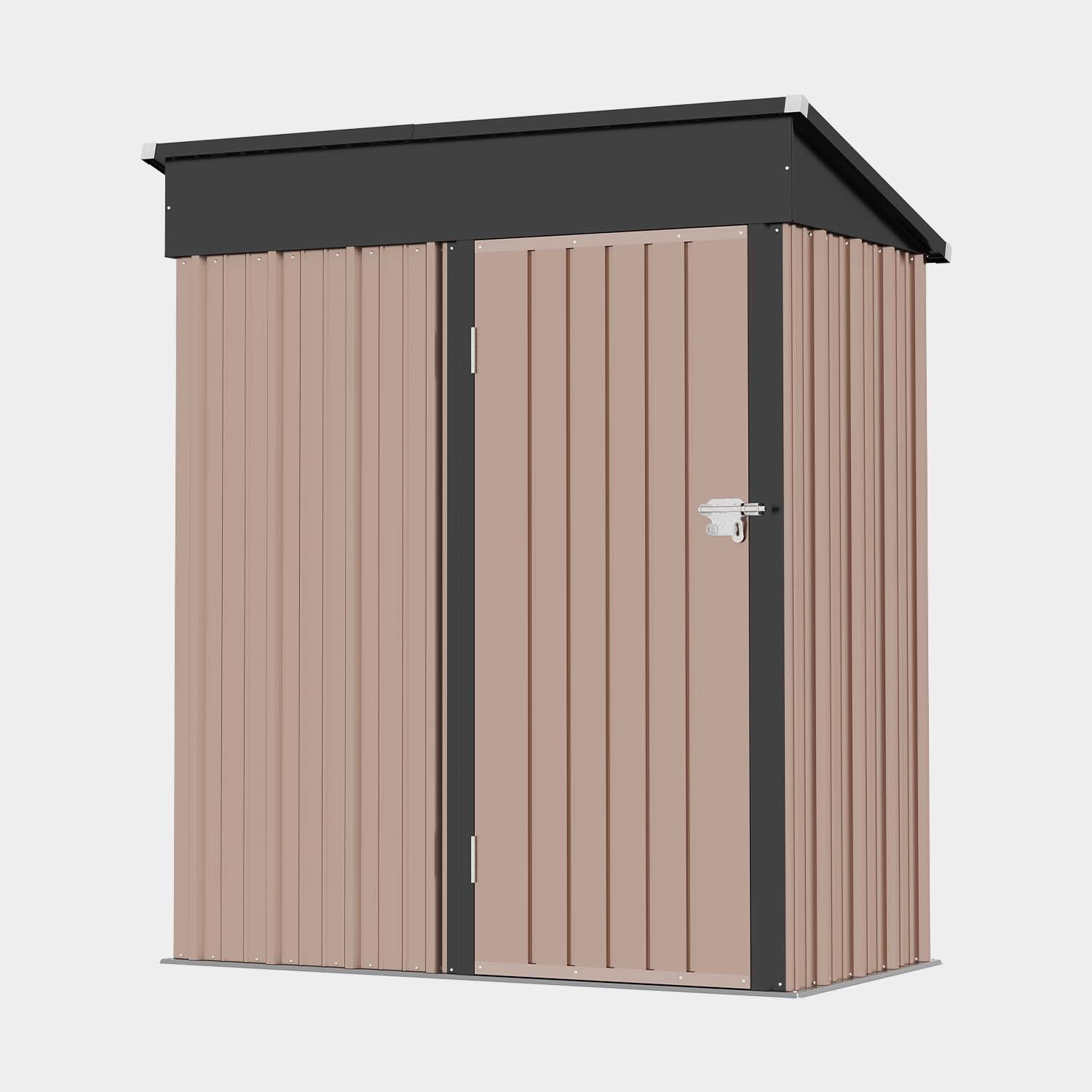 BaPiPro 5'x3' Outdoor Storage Shed, Heavy Duty Metal Shed Garden Tool Shed with Lockable Door for Backyard, Patio, Upgraded Structure Frame, Brown