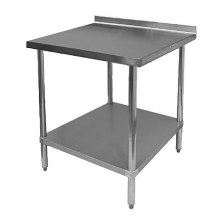 Stainless Backsplash - ACE WT-EB2424 Commercial Work Table with Stainless Steel Top, 1 Galvanized Undershelf, 1-1/2