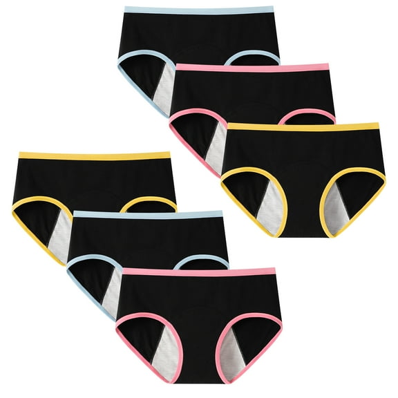 Hbhpov Teen Girls Menstrual Period Pants Leakproof Knickers Briefs 6 Pack, Size 10-18