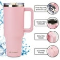 thumbnail image 3 of AQUAPHILE Insulated Tumbler with Leak-proof Lid and Straw, 40 oz Insulated Stainless Steel Coffee Mug with Handle, Travel Coffee Mug，Pink, 3 of 8