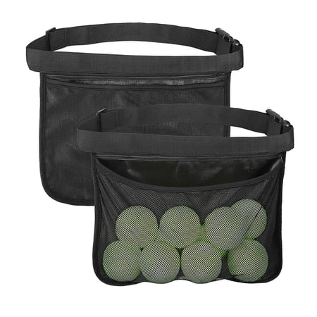 Yajisi Tennis Ball Band Holder Mesh Waist Bag with Inner Zipper Adjustable Belt Lightweight Nylon Holds 8-10 Balls for Training & Matches