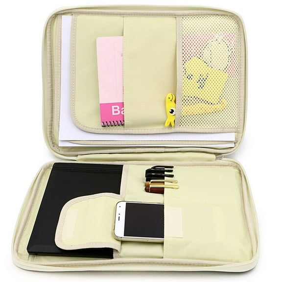 NICEXMAS Nicexmas Green A4 Document Bag for Travel Use with Zipper Organizer