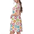 thumbnail image 2 of Balery Colorful Donuts Vestidos sueltos de manga corta para mujer, vestidos de verano 2025, vestidos casuales de corte A con vuelo., 2 of 6