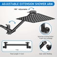 thumbnail image 5 of 8 10 12 Inch Modern Luxury Shower Head | High Pressure Rain Shower Head with Handheld Spray Combo and Adjustable Arm, Electroplated Black End, Wall Mount, Contemporary Design, 5 of 15