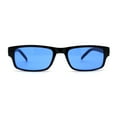thumbnail image 1 of Mens Small Face Snug Fit Color Lens Rectangular Plastic Frame Sunglasses Blue, 1 of 4