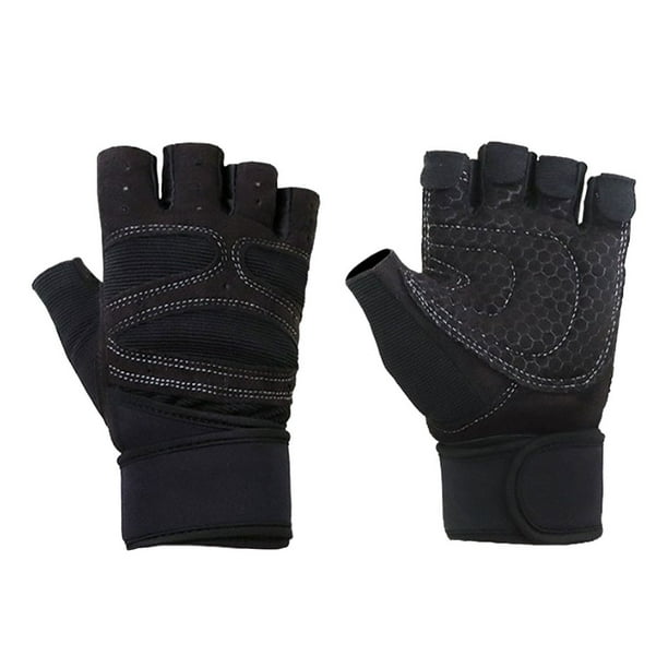 Soidarity 1 par de guantes de Fitness, manoplas de entrenamiento de levantamiento de pesas de medio dedo, accesorios de protección de manos portátiles Ropa Deportiva, Zapatos Negro L Soidarity OD027584-06