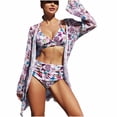 thumbnail image 2 of Wancir 3pcs Set Women Bikini with Cover Up Swimsuit Floral Print Bottom Knotted Front Top High Waisted Swimwear, 2 of 9