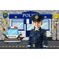 thumbnail image 2 of 5 x 5 ft Police Theme Happy Birthday Party Decoration Backdrop Police Large Police Booth Car Banner Background Kids Boys Birthday Baby Shower Party Wall Supplies Props, 2 of 5