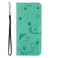 thumbnail image 2 of SaniMore for Google Pixel 7A 6.1" 2023 Case, PU Leather Skin with Embossed Cat Flip Magnetic Cover Card Slots Kickstand Detachable Lanyard Full Around Protective Wallet Shell, Green, 2 of 9