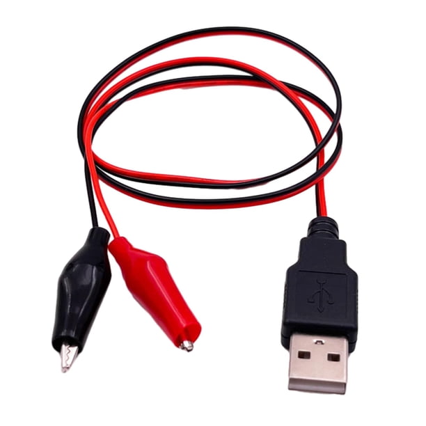 Cables de prueba de pinza, conector USB a 5 V, cable flexible, adaptador de línea de cable eléctrico USB macho
