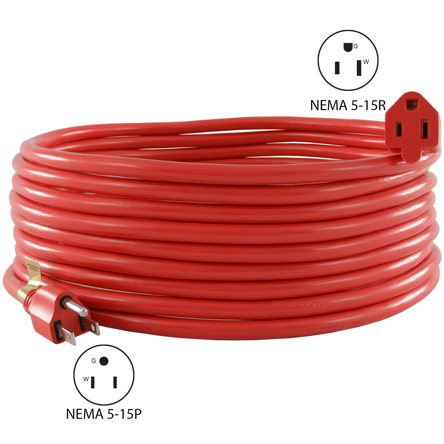 Outdoor Extension Cord 100 FT Waterproof, 14/3 Gauge Heavy Duty 3 Prong Extension Cord, 13A 1625W SJTW, ETL Listed, Great for Garden and Home