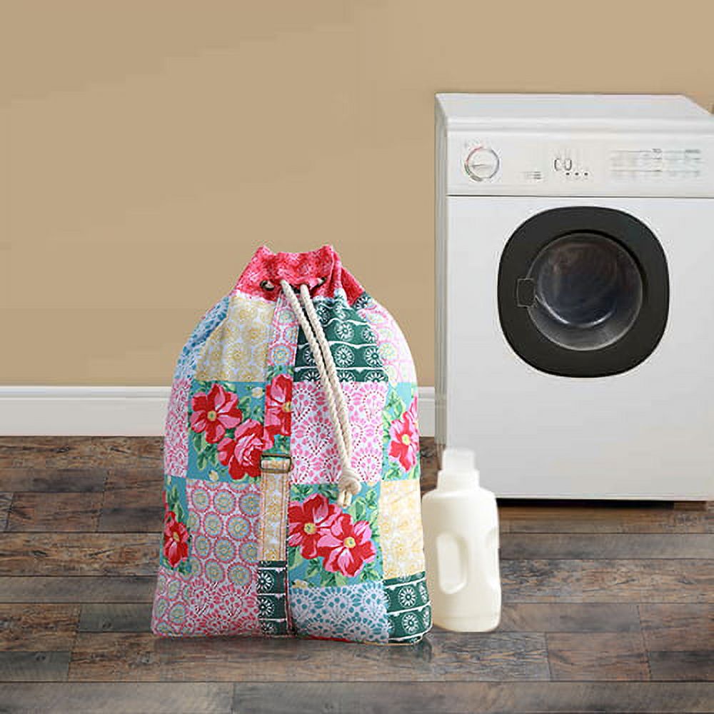 The Pioneer Woman Patchwork Drawstring Laundry Bag with Adjustable Strap - image 2 of 6
