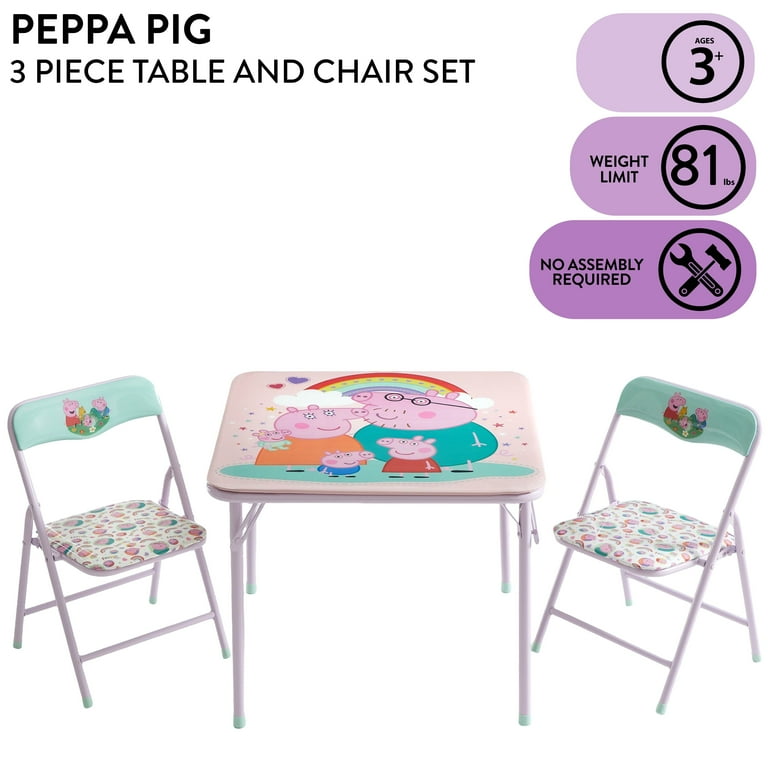 Peppa Pig Kids' 3-Piece Table and Chairs Set, Pink - Walmart.com