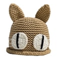 thumbnail image 1 of Knitted Hat Cute Cat Shape Contrast Color Handmade Stretchy Casual Ear Protection Oversized Autumn Winter Women Bucket Hat Daily, 1 of 10