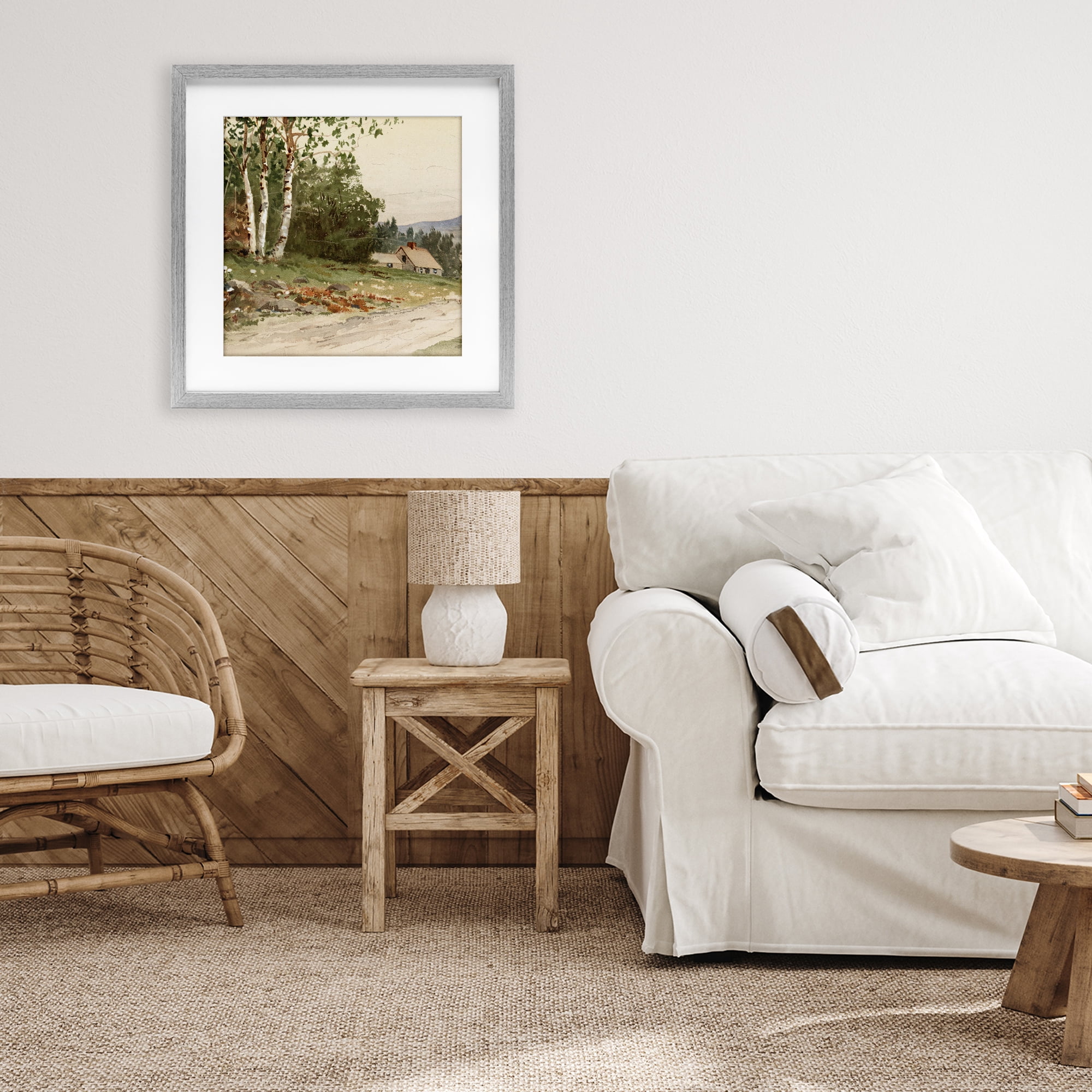 Stupell Industries Farm House Dirt Road Gray Framed Print Under Glass, design by Lula Bijoux & co.