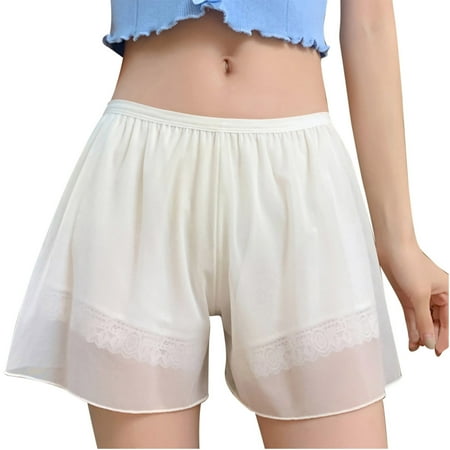 Posijego Women s Boyshorts Panties Chiffon Loose Slips Shorts Lace Trim Breathable Under Dress Underwear