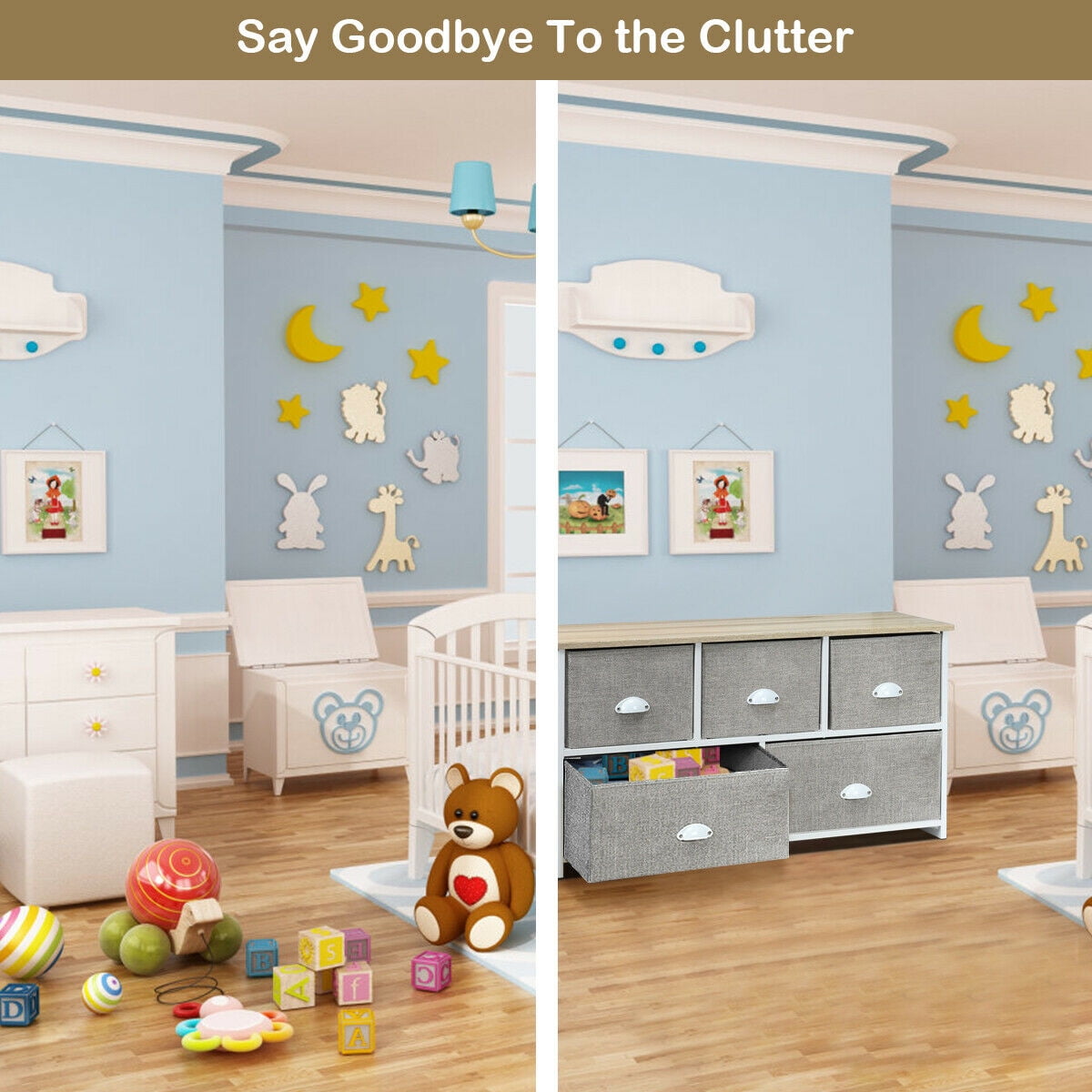 Furniture 5 Drawers Dresser Storage Unit Side Table Display Organizer Dorm Room Wood White Home Garden