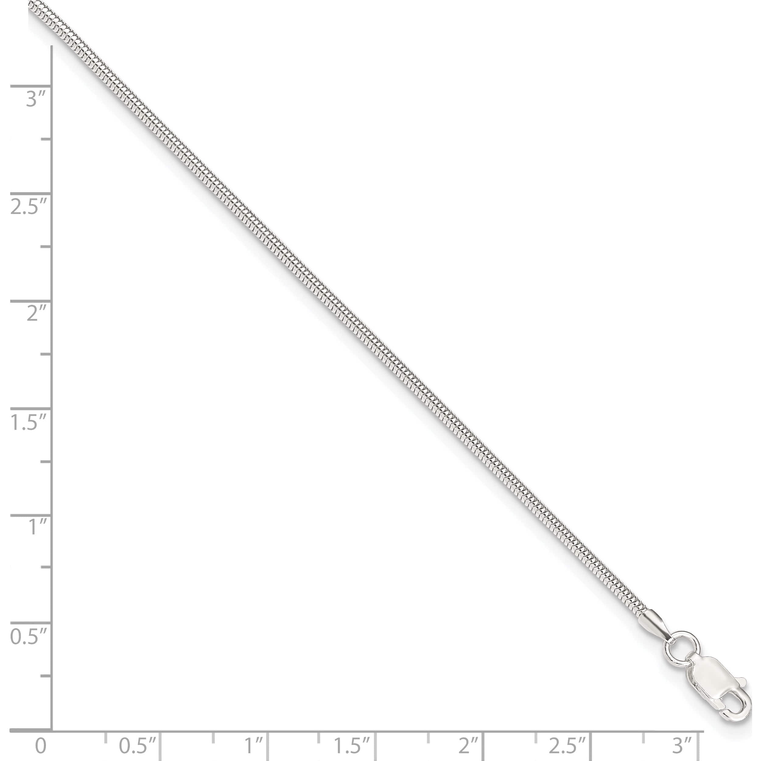 Sterling Silver 1.5mm Round Snake Chain 9In Plus 1In Ext. Anklet (9 X 1.5) Made In Italy qg2139-9
