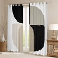 thumbnail image 2 of Homewish Boho Geometric Circle Black Out Curtains,Abstract Square Curtains Pack of 2 (42x63 Each),White Black Brown Bedroom Curtains For Adults,Microfiber Bedroom Decor, 2 of 6