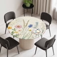 thumbnail image 2 of Spring Floral Round Fitted Tablecloth with Elastic Edge, Waterproof Table Cloth Table Cover for 36"-44" Tables, Summer Farmhouse Vintage Botanical Tablecloths for Dining Picnic Indoor Outdoor, 2 of 9